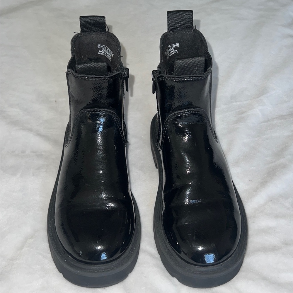 Zara Shiny Black Kids Boots - European size 31 - 13-13.5 American size